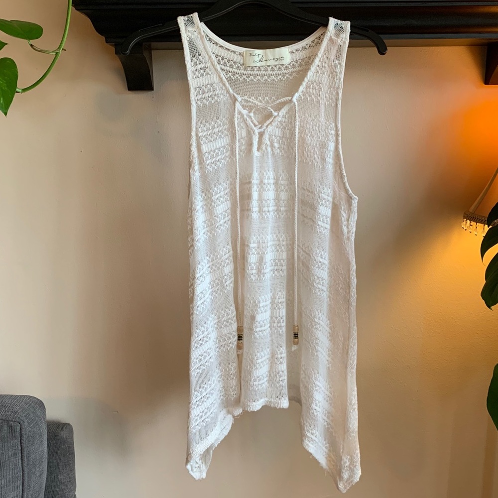 White knit beach cover up
